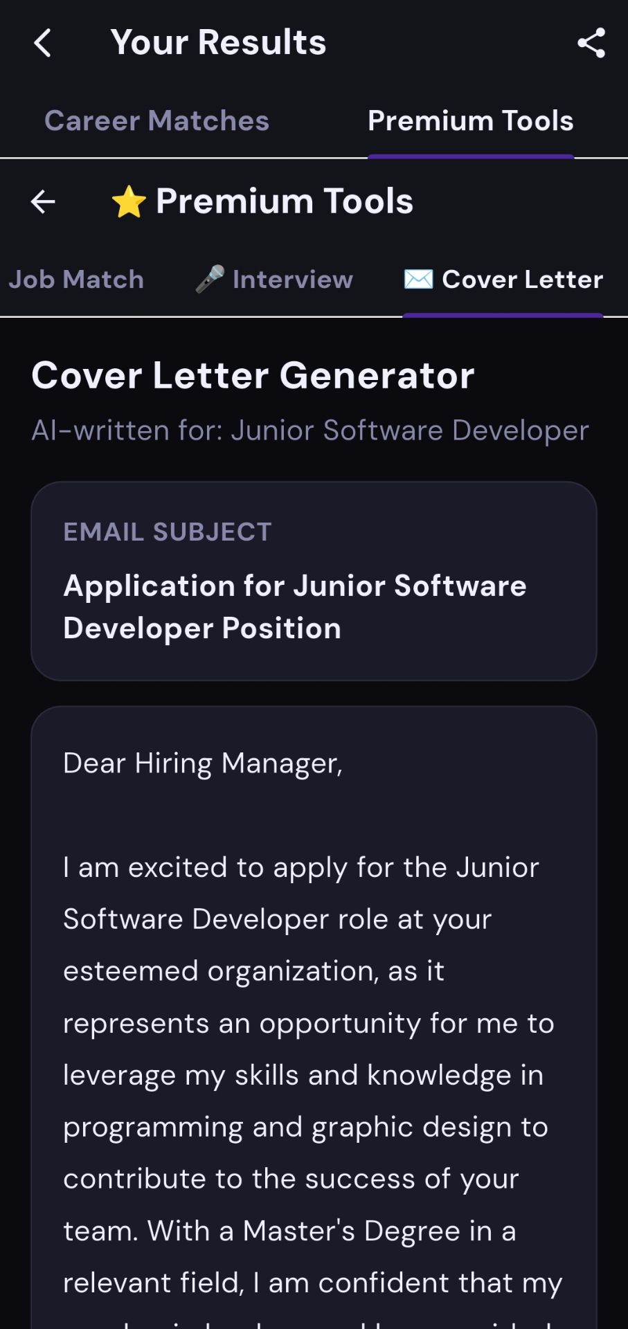 AI cover letter generator